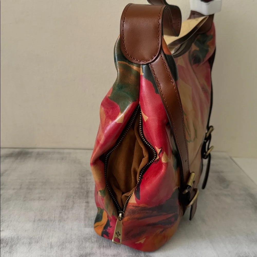 Patricia Nash Elia Leather Hobo Shoulder Floral Handbag Spring Multi NWT